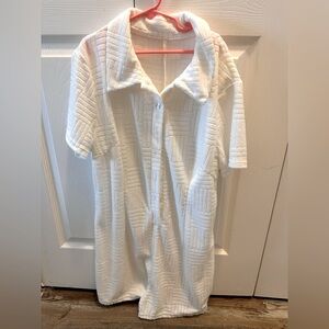 White Textured Women's Sleepwear